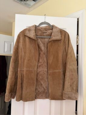 Guess Women's Tan Suede Shearling Jacket